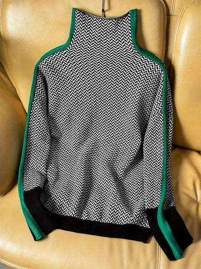 Natovia - Turtleneck with striking contrasting stripes