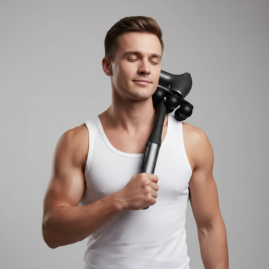 Male model using massager