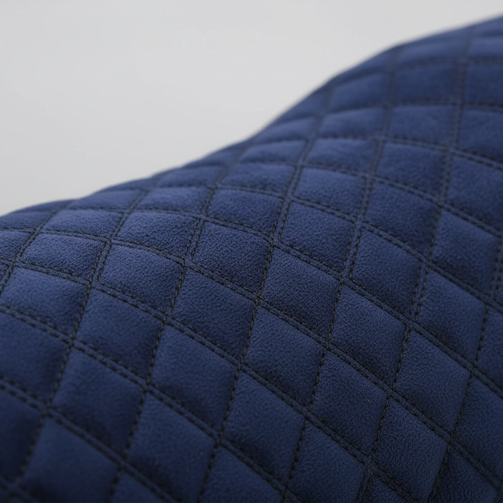 Quilted diamond pattern fabric detail
