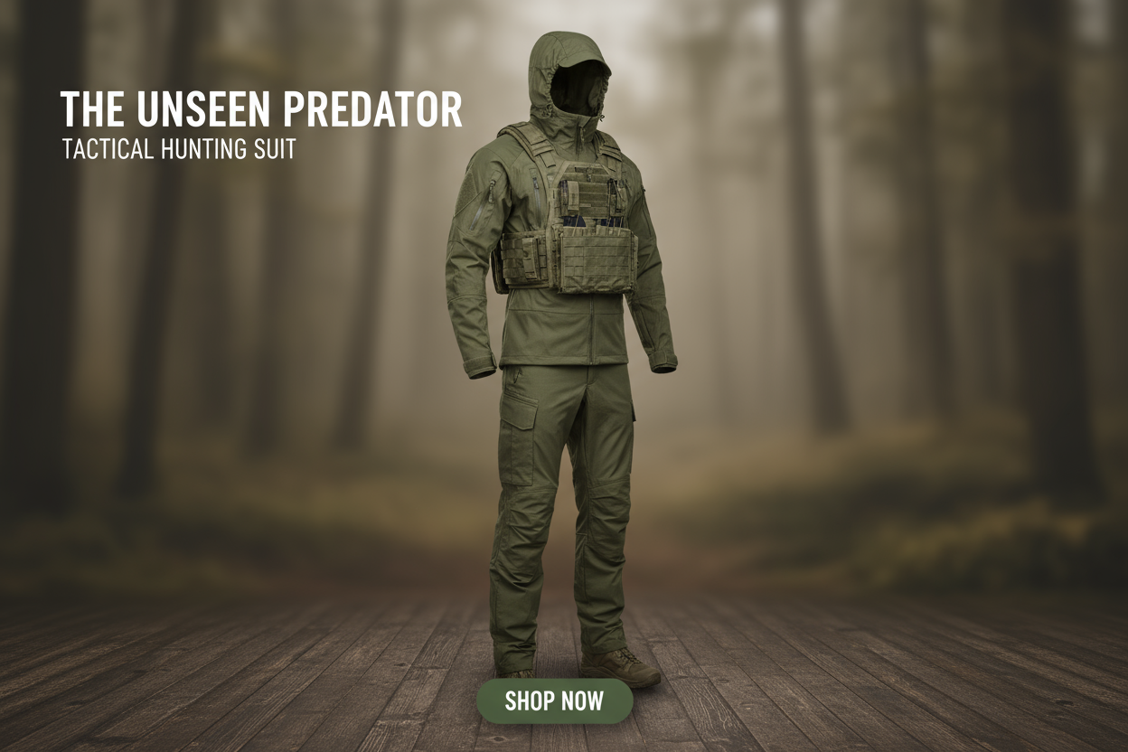 Unicolor Green Hunting Suit Banner